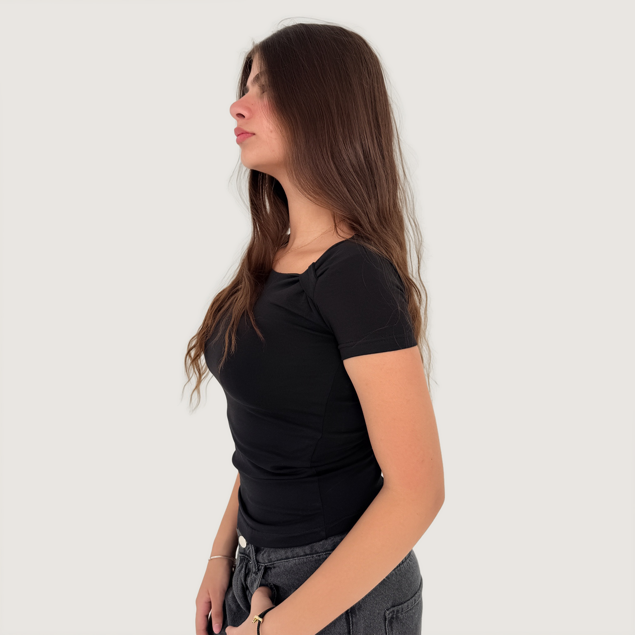 Knot short sleeve basic top